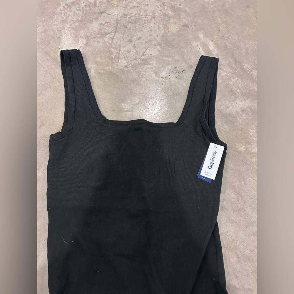 Black Square Neck Tank Top